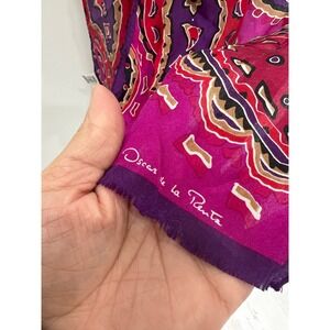 Oscar De La Renta 100% Silk Paisley Print Scarf 50x10